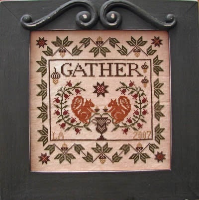 PLUM STREET SAMPLERS "Gather"  Counted Cross Stitch Pattern  Chart, Squirrels, Pattern Only