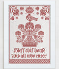 MODERN FOLK EMBROIDERY "Bless This House" Counted Cross Stitch Pattern, Monochromatic, Chart, Pattern Only