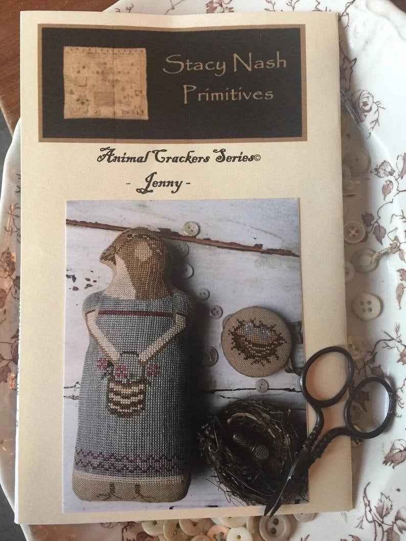 STACY NASH PRIMITIVES "Animal Crackers Series - Jenny" Counted Cross Stitch Pattern, Chart, Pattern Only