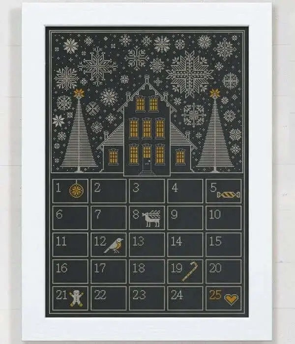 MODERN FOLK EMBROIDERY "I'll Be Home For Christmas ~ An Advent Calendar" Counted Cross Stitch Pattern, Chart, Pattern Only