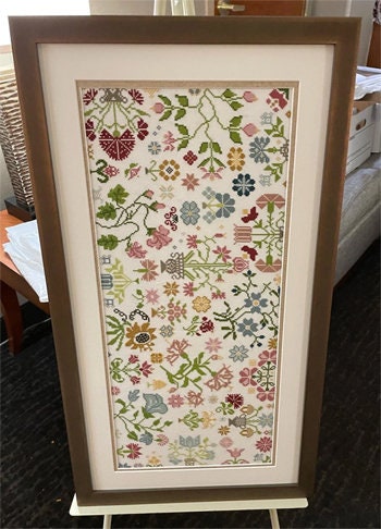 AuryTM "Quaker Flowers" Counted Cross Stitch Pattern, Chart, Pattern Only, Aury TM