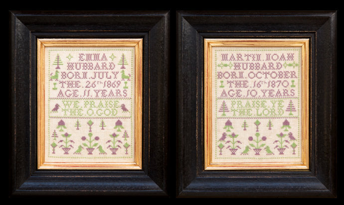 Hands Across The Sea Samplers "Emma & Martin Noah Hubbard 1869-1870" Counted Cross Stitch Pattern, English Sampler, Pattern Only