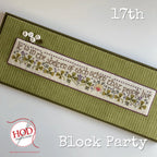 HANDS ON DESIGN "Block Party - 17th" Counted Cross Stitch Pattern, Set of Pins & Wool Kit
