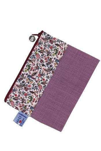 MAISON SAJOU Linen and Cotton Pouch ~ Minature Coquecigrues Fabric with Thyme Linen ~ hand made in France
