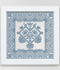 Modern Folk Embroidery "The Crowned Heart: A Wedding Sampler" Counted Cross Stitch Pattern, Monochromatic, Fully Customizable, Pattern Only
