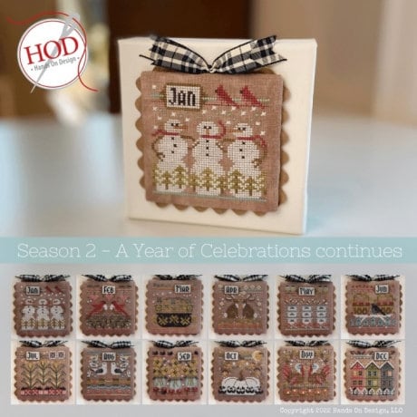 A YEAR of CELEBRATIONS CONTINUES ~ Season 2  by Hands On Designs  Counted Cross Stitch  Pattern, 12 Monthly Charts, Paper Pattern