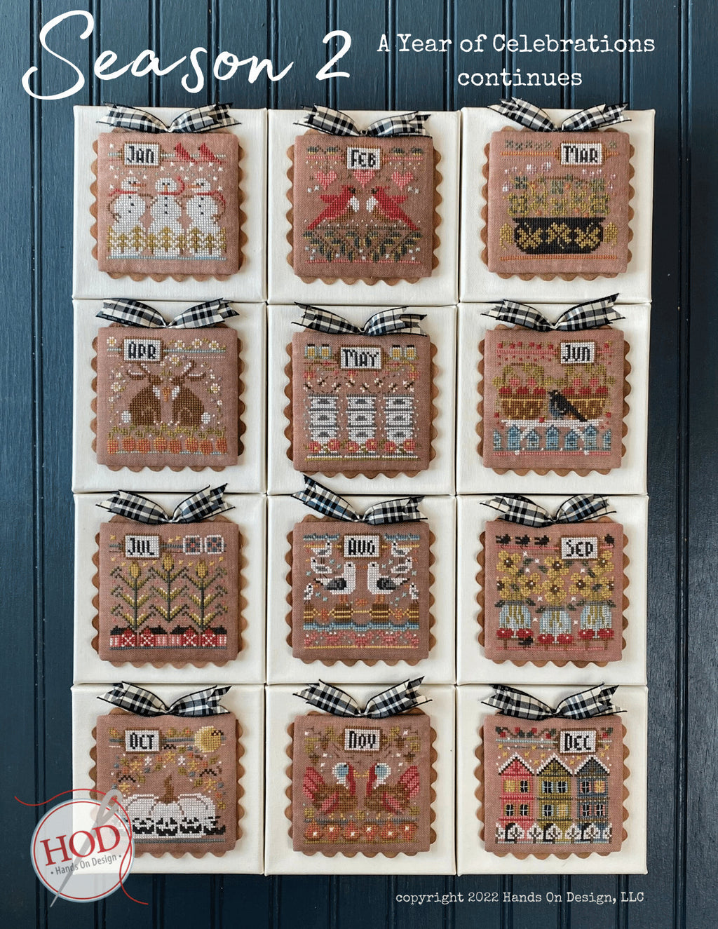 A YEAR of CELEBRATIONS CONTINUES ~ Season 2  by Hands On Designs  Counted Cross Stitch  Pattern, 12 Monthly Charts, Paper Pattern
