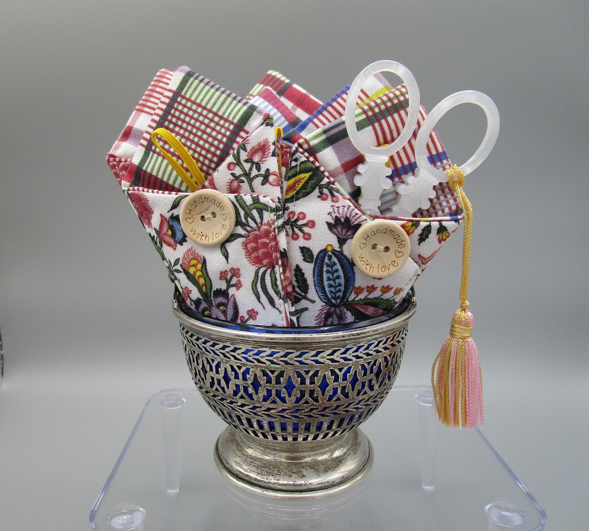 SCISSOR CASE  Sajou French Fabric Sheath - Holds 4" Embroidery Scissors  Premium Cotton Fabric  Made Exclusively for Kingsland Needle Art