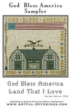 ARTFUL OFFERINGS "God Bless America Sampler" Counted Cross Stitch Pattern, Chart, Sampler, Pattern Only