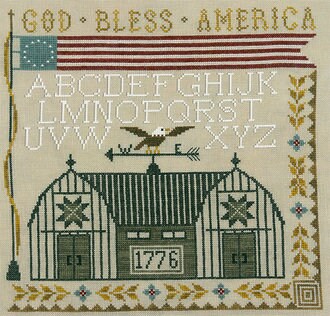 ARTFUL OFFERINGS "God Bless America Sampler" Counted Cross Stitch Pattern, Chart, Sampler, Pattern Only