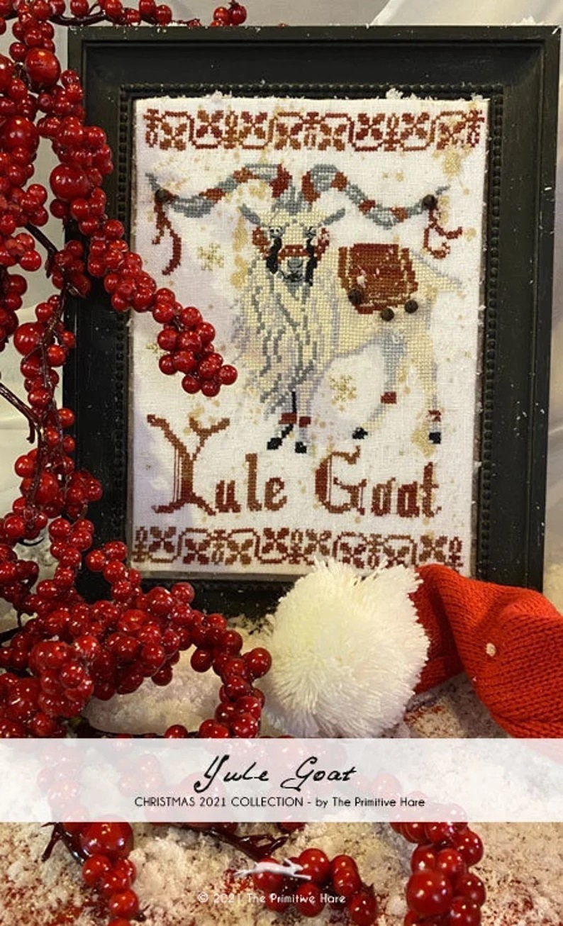 THE PRIMITIVE HARE "Yule Goat" Counted Cross Stitch Pattern, Chart, Pattern Only