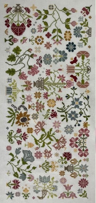 AuryTM "Quaker Flowers" Counted Cross Stitch Pattern, Chart, Pattern Only, Aury TM