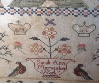 MERRY WIND FARM "Sarah Ann Marven 1838"  Counted Cross Stitch Pattern  English Reproduction Sampler  Chart, Pattern Only