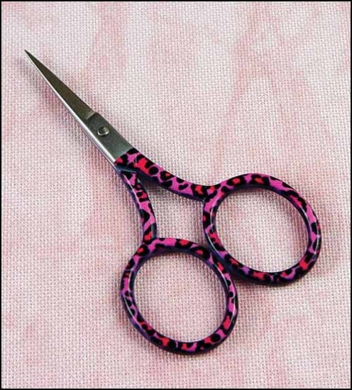 YARN TREE Pink Leopard Embroidery Scissors ~ Premium Stainless Steel Scissors ~  3 3/4" Long
