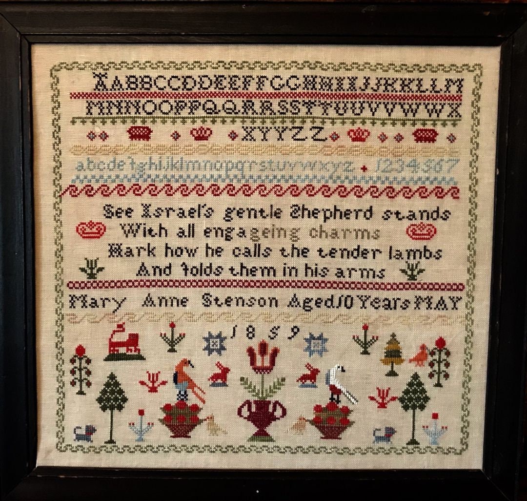 MERRY WIND FARM "Mary Anne Stenson 1859"  Counted Cross Stitch Pattern  A Reproduction Sampler  Chart, Pattern Only