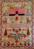MERRY WIND FARM "Elena Tratman 1824"  Counted Cross Stitch Pattern  English Reproduction Sampler  Chart, Pattern Only