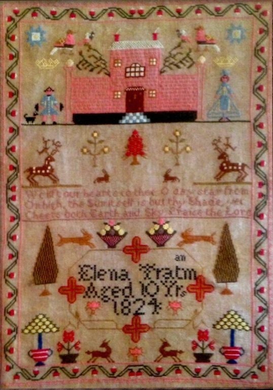 MERRY WIND FARM "Elena Tratman 1824"  Counted Cross Stitch Pattern  English Reproduction Sampler  Chart, Pattern Only