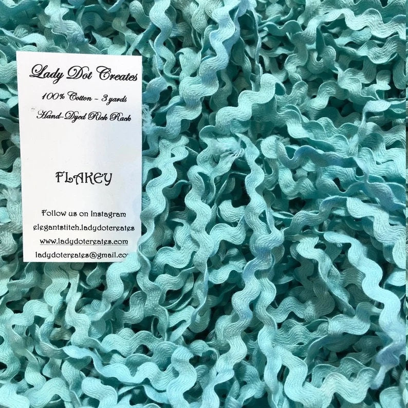 FLAKEY ~ RICK RACK Trim by Lady Dot Creates  3 Continuous Yards  1/2" Wide  Hand-Dyed  100% Cotton  Finishing  Craft Project Trim