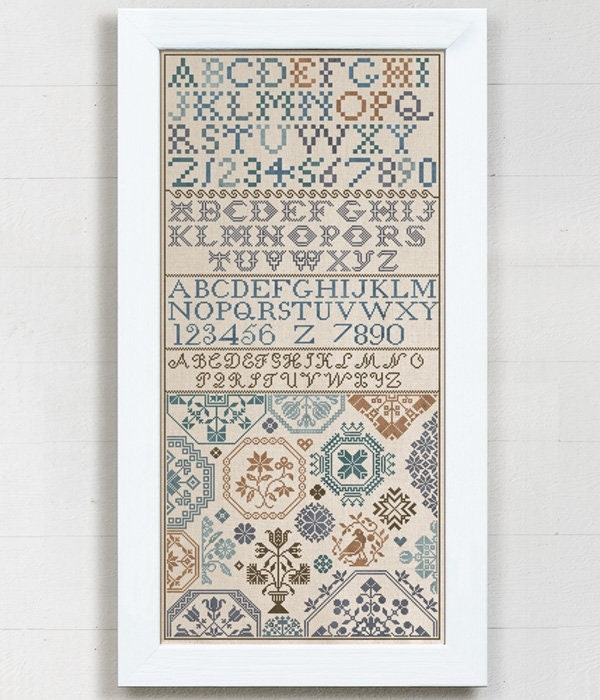 MODERN FOLK EMBROIDERY "An Irish Quaker Sampler" Counted Cross Stitch Pattern, Chart, Pattern Only