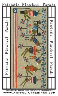 ARTFUL OFFERINGS "Patriotic Pinwheel Parade" Counted Cross Stitch Pattern, Chart, Summer, Americana, Pattern Only