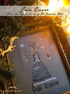 THE PRIMITIVE HARE "Yule Queen" Counted Cross Stitch Pattern, Chart, Christmas, Deer, Pattern Only