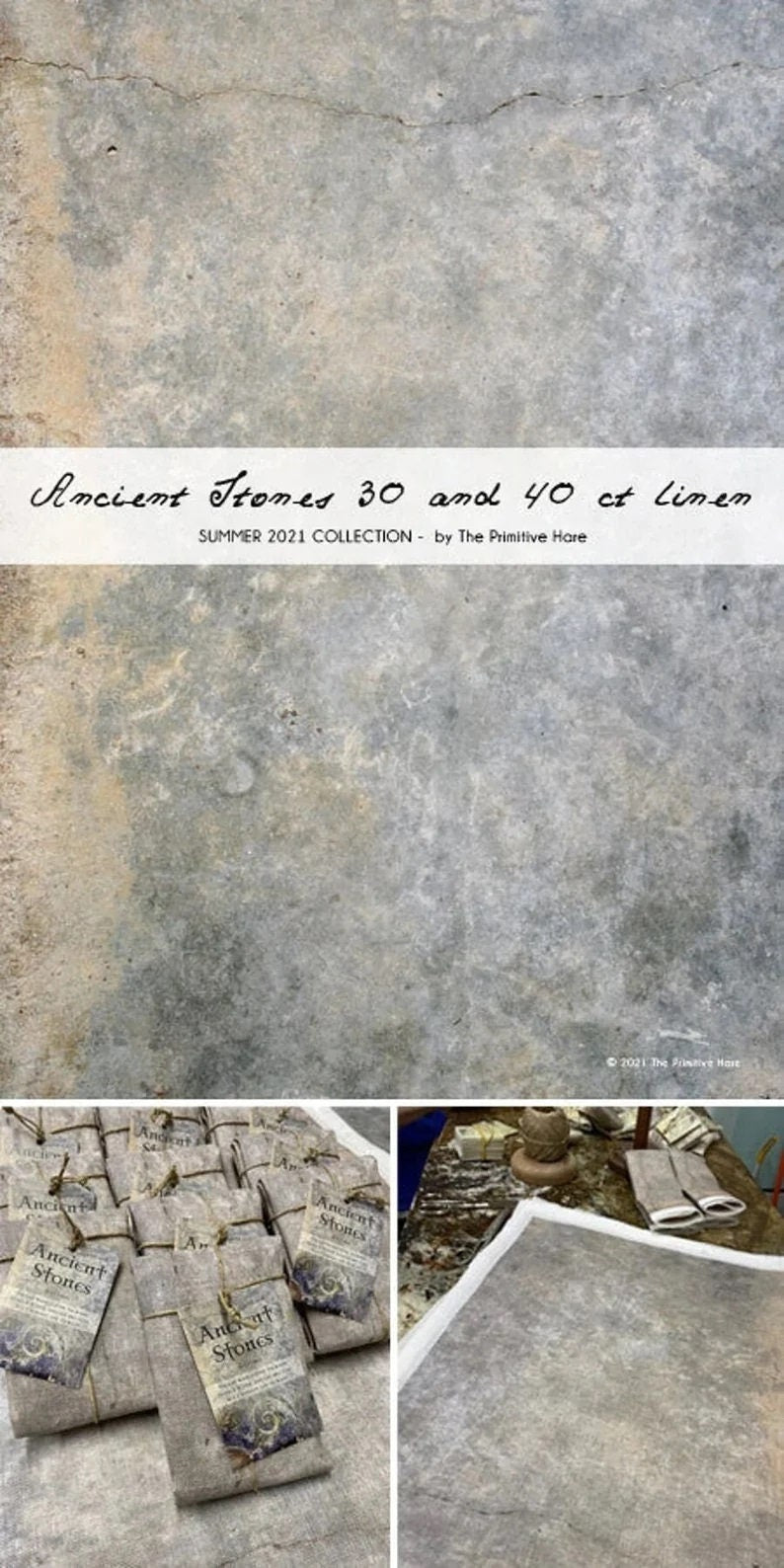 ANCIENT STONES ~ 40 count Linen from The Primitive Hare ~ 40 ct Cross Stitch ~ Size 16 x 18 inches