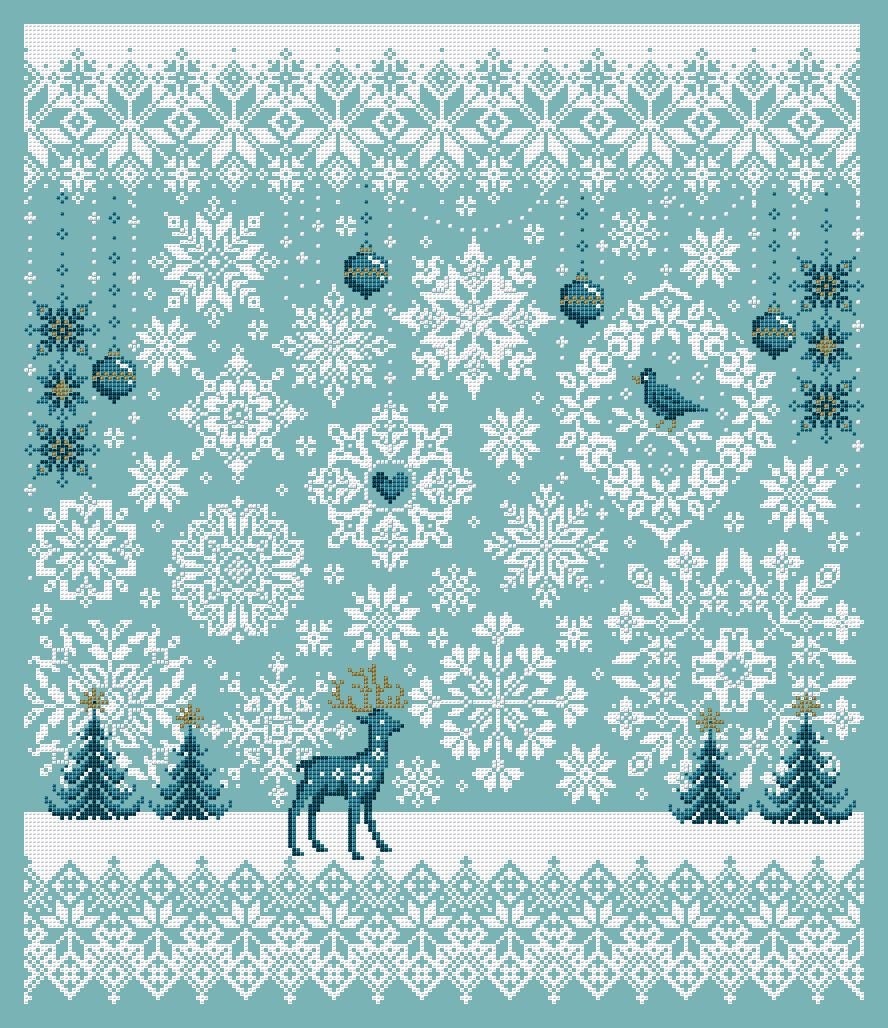 SHANNON CHRISTINE DESIGNS "Falling Snow" Counted Cross Stitch Pattern, Chart, Winter, Christmas, Pattern Only