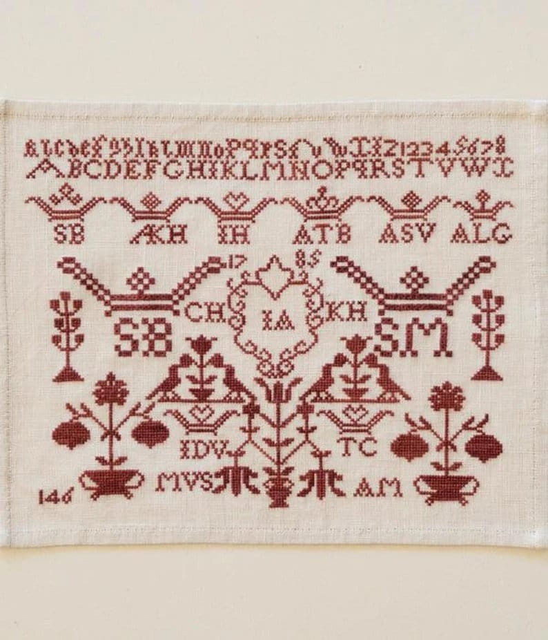 MODERN FOLK EMBROIDERY "Antje Meester 1785" Counted Cross Stitch Pattern, An Amsterdam Orphanage Sampler, Pattern Only