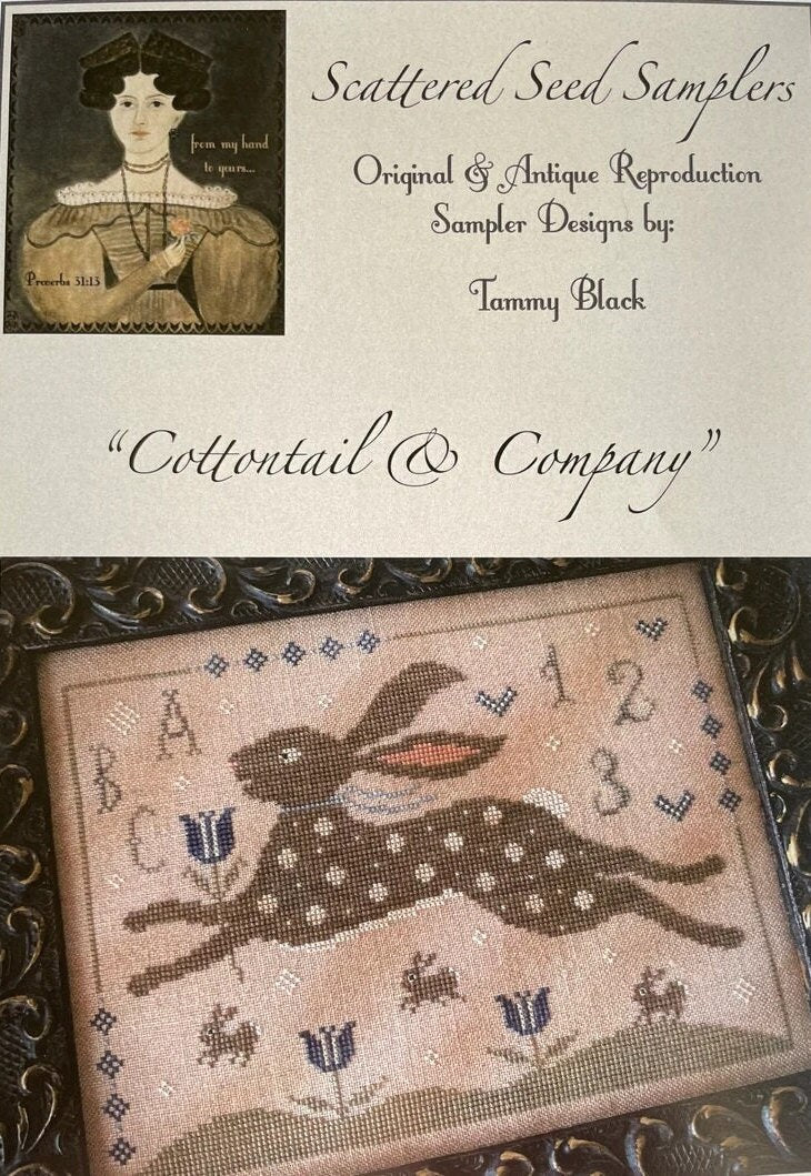 SCATTERED SEED SAMPLERS "Cottontail & Company" Counted Cross Stitch Pattern, Rabbit, Pattern Only