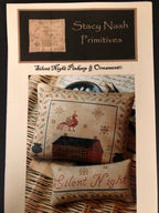 STACY NASH PRIMITIVES "Silent Night Pinkeep & Ornament" Counted Cross Stitch Pattern, Red Bird, Chart, Pattern Only