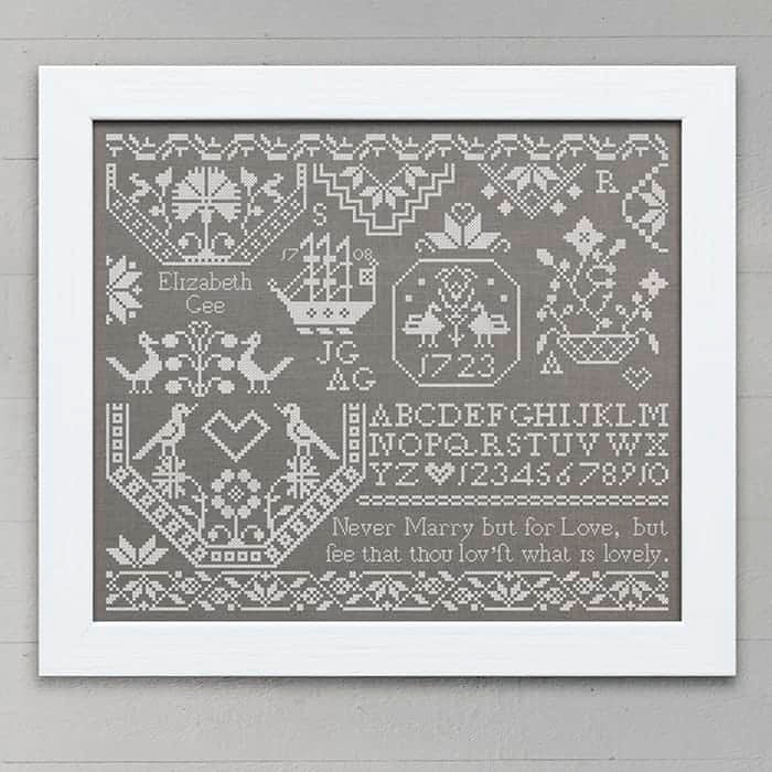 MODERN FOLK EMBROIDERY "Elizabeth Gee ~ A Quaker Sampler" Counted Cross Stitch Pattern, Chart, Pattern Only
