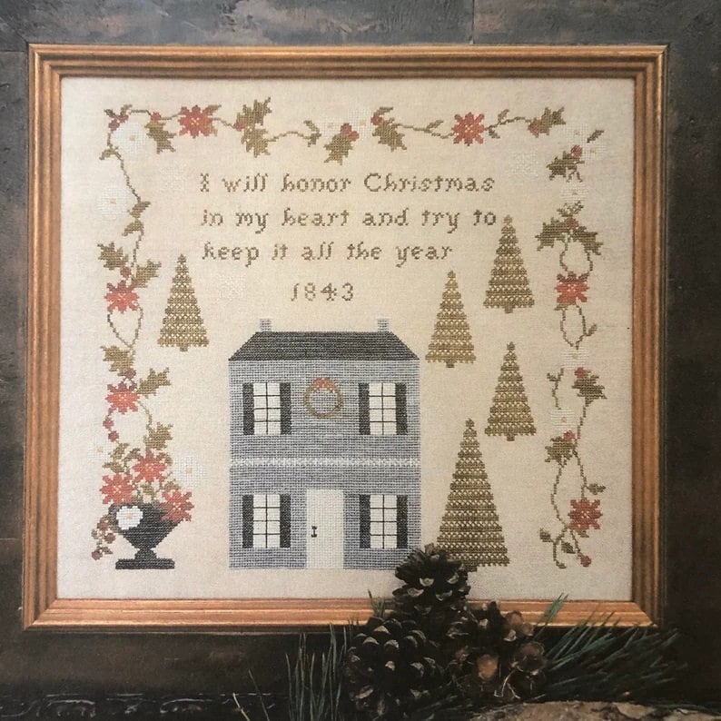 SAMPLERS NOT FORGOTTEN "Christmas In My Heart 1843" Counted Cross Stitch Pattern, Chart, Sampler, Pattern Only