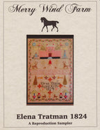 MERRY WIND FARM "Elena Tratman 1824"  Counted Cross Stitch Pattern  English Reproduction Sampler  Chart, Pattern Only