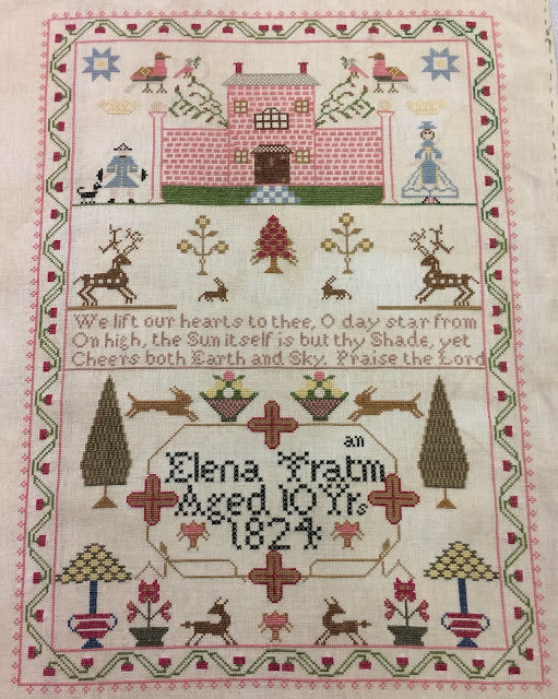 MERRY WIND FARM "Elena Tratman 1824"  Counted Cross Stitch Pattern  English Reproduction Sampler  Chart, Pattern Only