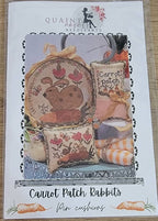 QUAINT ROSE NEEDLEARTS "Carrot Patch Rabbits" Counted Cross Stitch Pattern, Pincushion, Chart,
