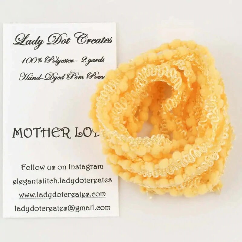 MOTHER LODE ~ Pom Poms Trim by Lady Dot Creates  2 Continuous Yards  Hand-Dyed  Finishing  Craft Project Trim