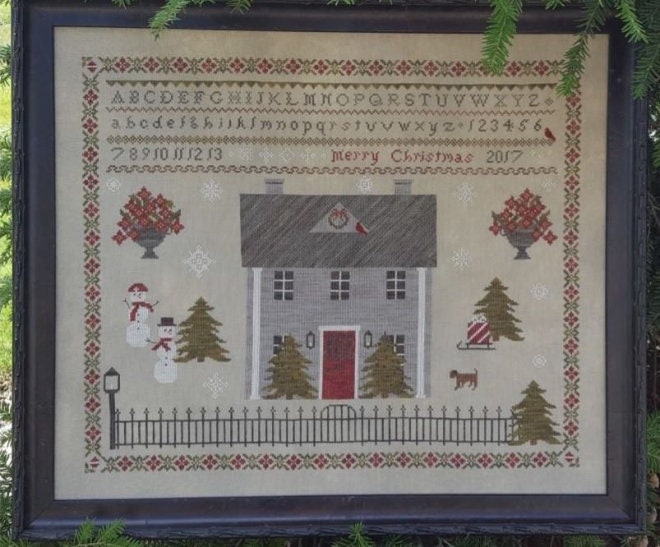 SAMPLERS NOT FORGOTTEN "Poinsettia Manor" Counted Cross Stitch Pattern, Merry Christmas, Chart, Pattern Only