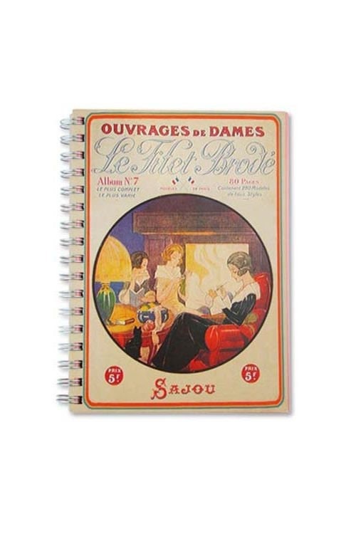 MAISON SAJOU Spiral Bound Note Book - Inspired by a Vintage Album Vongy Model ~ 50 Pages Pink Notebook ~ Made in France