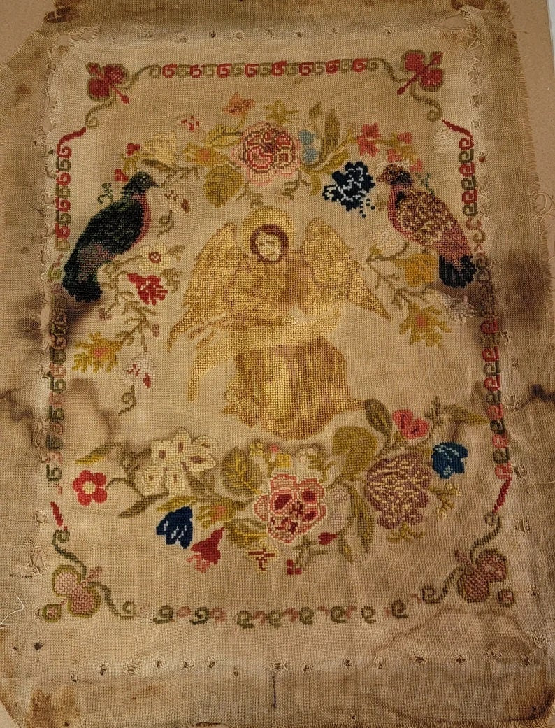 QUAINT ROSE NEEDLEARTS "Antique Birds and Angel" Counted Cross Stitch Pattern, Sampler, Chart, Booklet Only