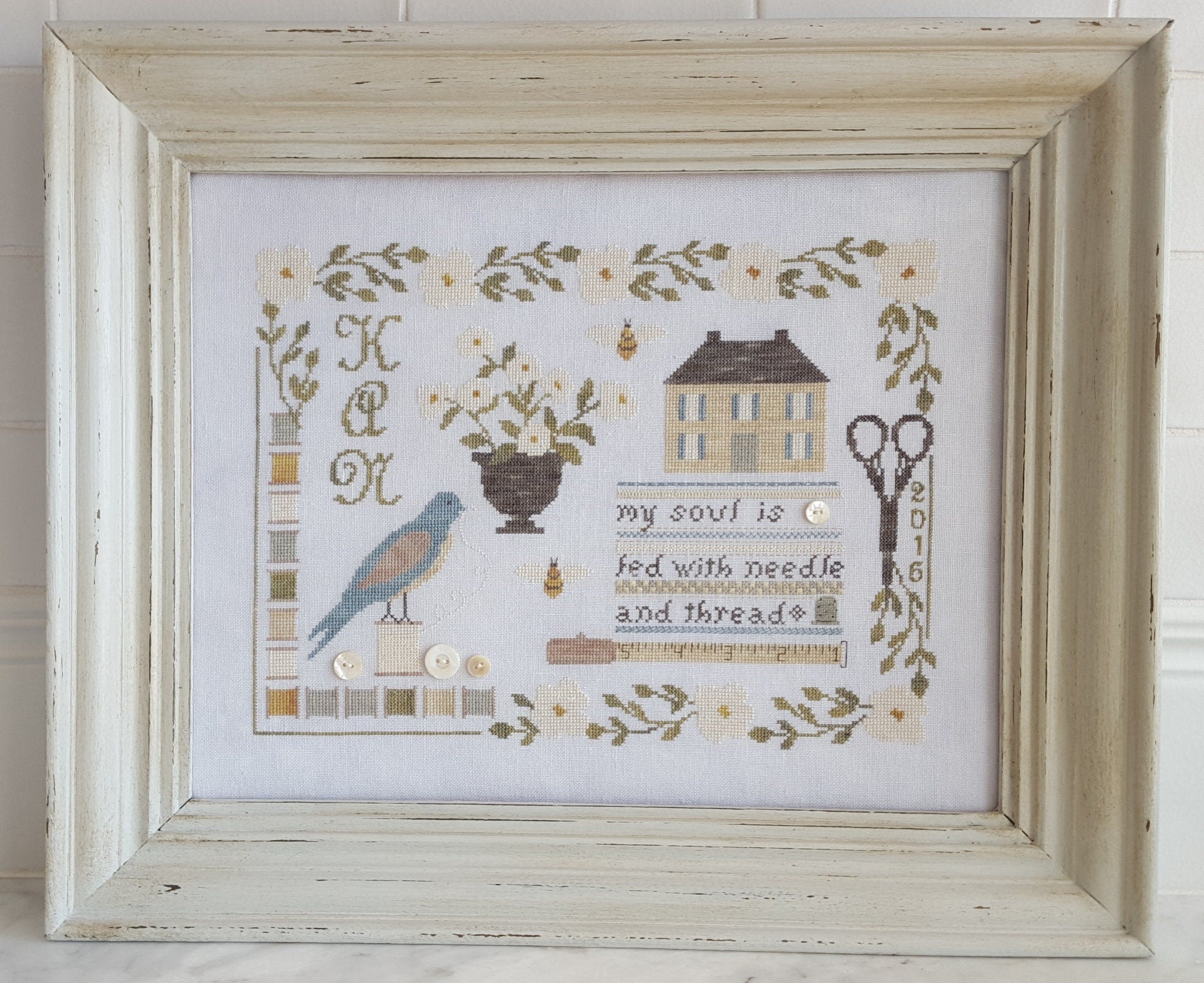 SAMPLERS NOT FORGOTTEN "With Needle & Thread" Counted Cross Stitch Pattern, Chart, My Soul is Fed with Needle and Thread, Pattern Only