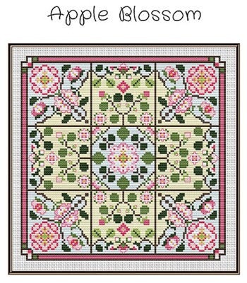 CAROLYN MANNING Designs "Apple Blossom" Counted Cross Stitch Pattern, Chart, Floral, CM Designs, Pattern Only