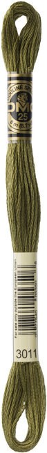 DMC Floss Color 3011 "Dark Khaki Green" Embroidery Floss 2 skeins, 6 Strand Thread for Embroidery, Cross Stitch, Needlepoint, Sewing