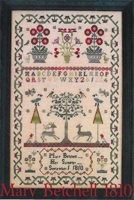 The SCARLETT HOUSE "Mary Betchell 1810"  Counted Cross Stitch Pattern  Sampler Pattern Only