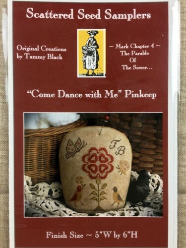 SCATTERED SEED SAMPLERS "Come Dance With Me Pinkeep" Counted Cross Stitch Pattern, Pin Keep, Chart, Spring, Bird, Pattern Only