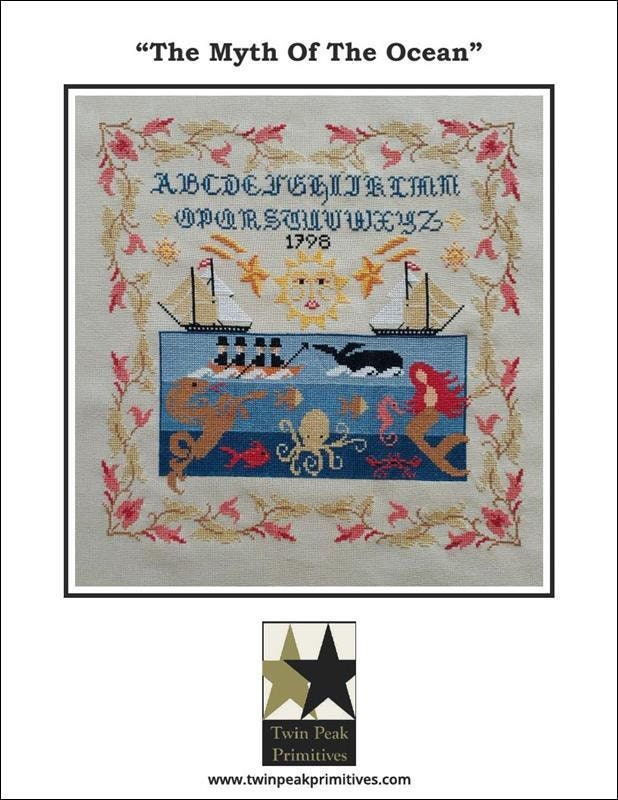 TWIN PEAK PRIMITIVES "The Myth of The Ocean" Counted Cross Stitch Pattern, Summer, Chart, Sampler, Pattern Only
