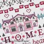 RIVERDRIFT HOUSE NEEDLEWORK "Home Is Where the Heart Is" Counted Cross Stitch Pattern, Sampler, Country House, Peacock, Lovebirds