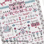 RIVERDRIFT HOUSE NEEDLEWORK "Home Is Where the Heart Is" Counted Cross Stitch Pattern, Sampler, Country House, Peacock, Lovebirds