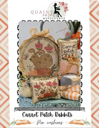 QUAINT ROSE NEEDLEARTS "Carrot Patch Rabbits" Counted Cross Stitch Pattern, Pincushion, Chart,