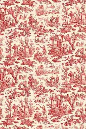 MAISON SAJOU Scissor Case ~ Red Jouy Coated Cotton Fabric - Medium - Red Offrande à lAmour in matt coated cotton, Made in France