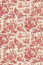 MAISON SAJOU Scissor Case ~ Red Jouy Coated Cotton Fabric - Medium - Red Offrande à lAmour in matt coated cotton, Made in France